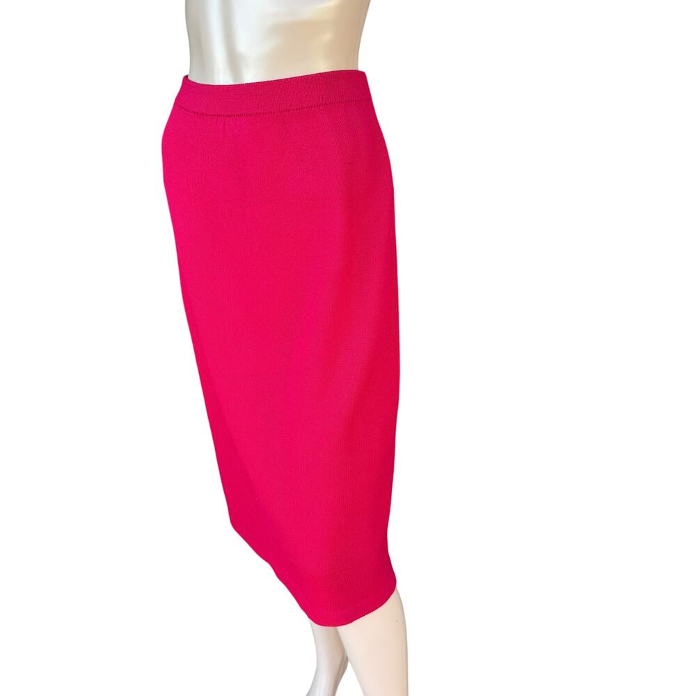 St. John Collection Red & Black Santana Knit Suit Skirt Jkt 12 Skrt 16 - Picture 14 of 16